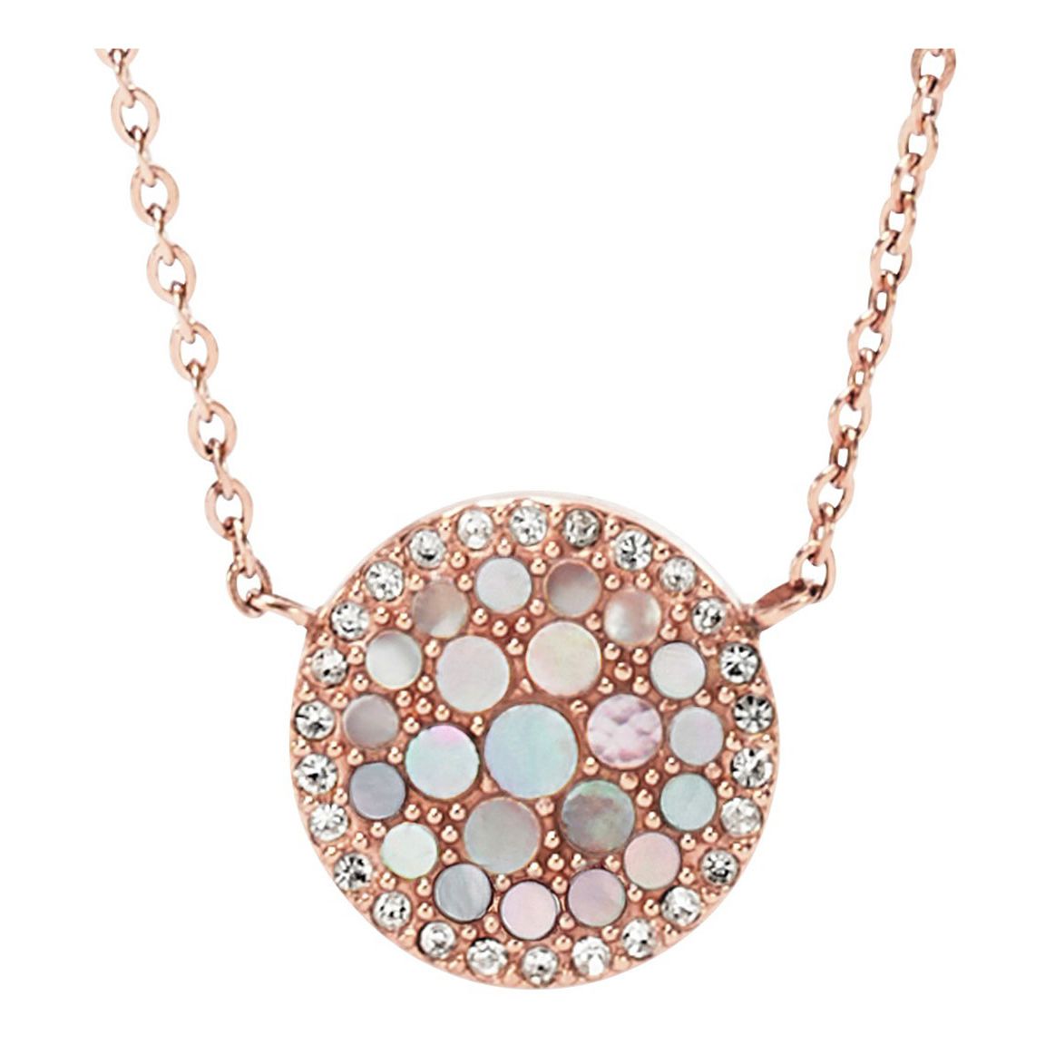 Fossil necklace Pearl Disc Rose-Gold 