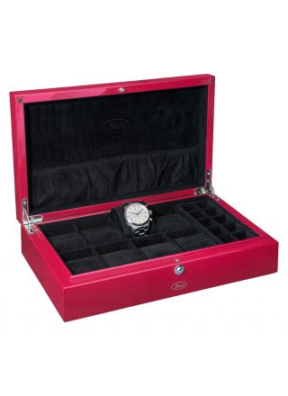 Beco Red Watchbox for 8 Watches + Jewelry 309311