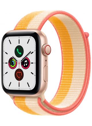 Apple Watch SE GPS + Cellular Gold Aluminium Case 44 mm with Maize/White Sport Loop MKT23KS/A