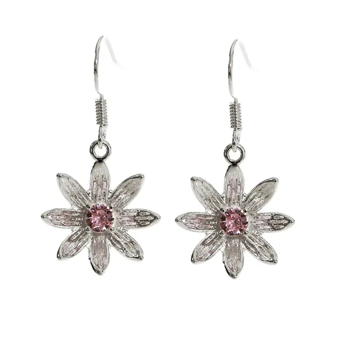 Hopeapuro Dahlia drop earrings pink big stone K430