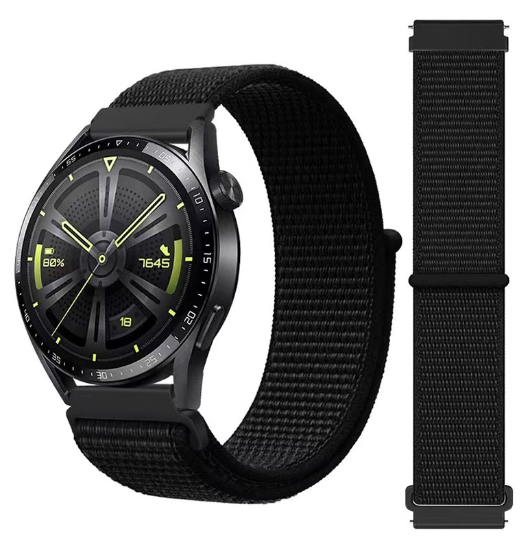 Tiera sport loop Velcro watch band Dark Black
