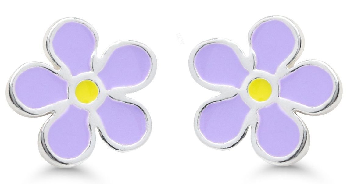 Silver earrings flower enamel lila DE-0500lila