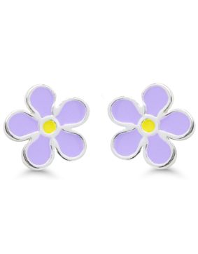 Silver earrings flower enamel lila DE-0500lila