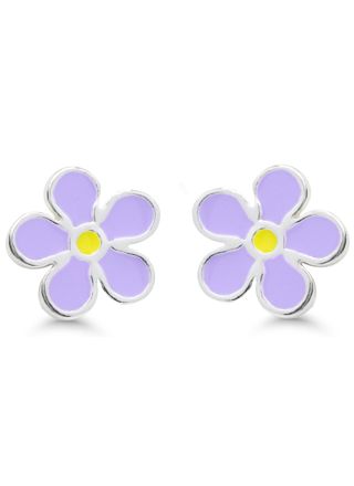 Silver earrings flower enamel lila DE-0500lila