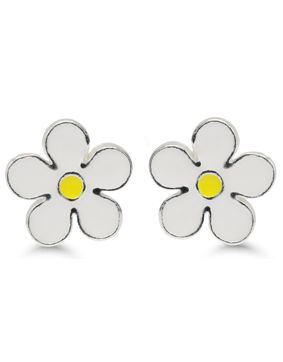 Silver earrings flower enamel DE-0500valk
