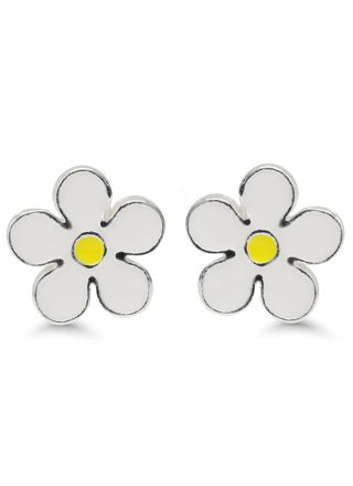Silver earrings flower enamel DE-0500valk