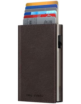 Tru Virtu Click & Slide Sleek Wallet Nappa Brown RFID