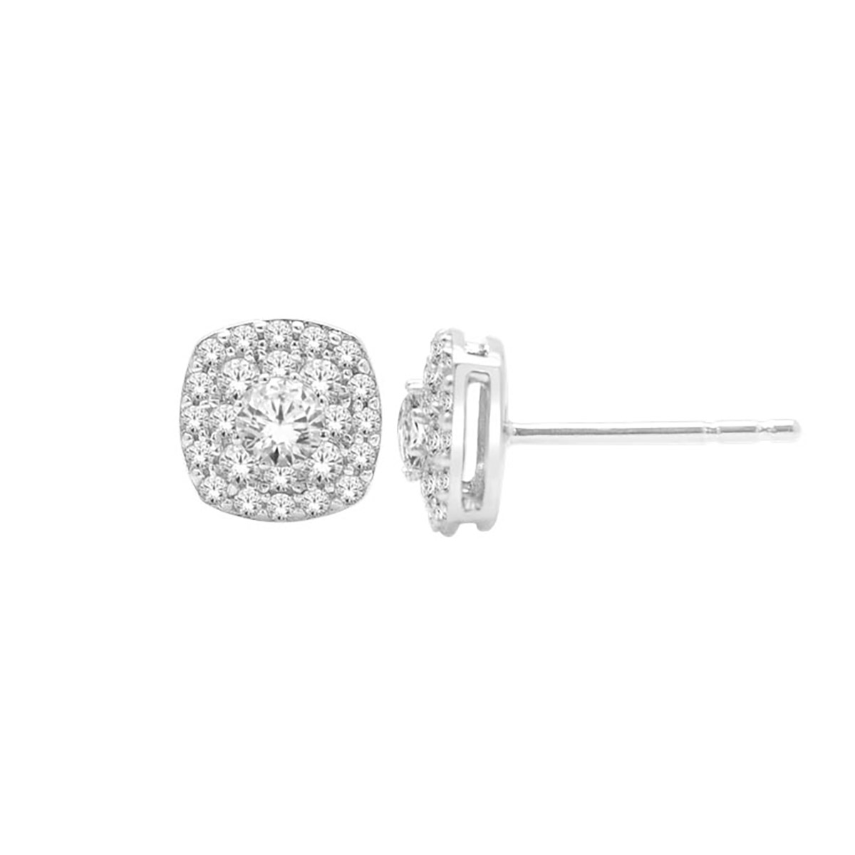 Lykka Elegance halo-diamond earrings white gold