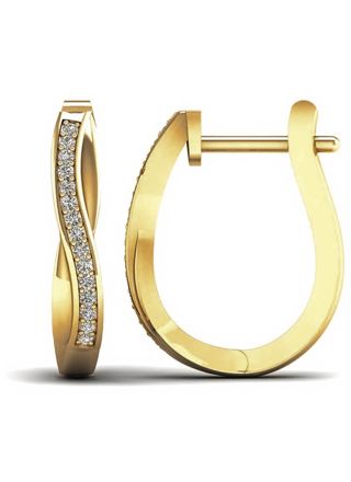 Lykka Elegance crossover diamond earrings english lock yellow gold