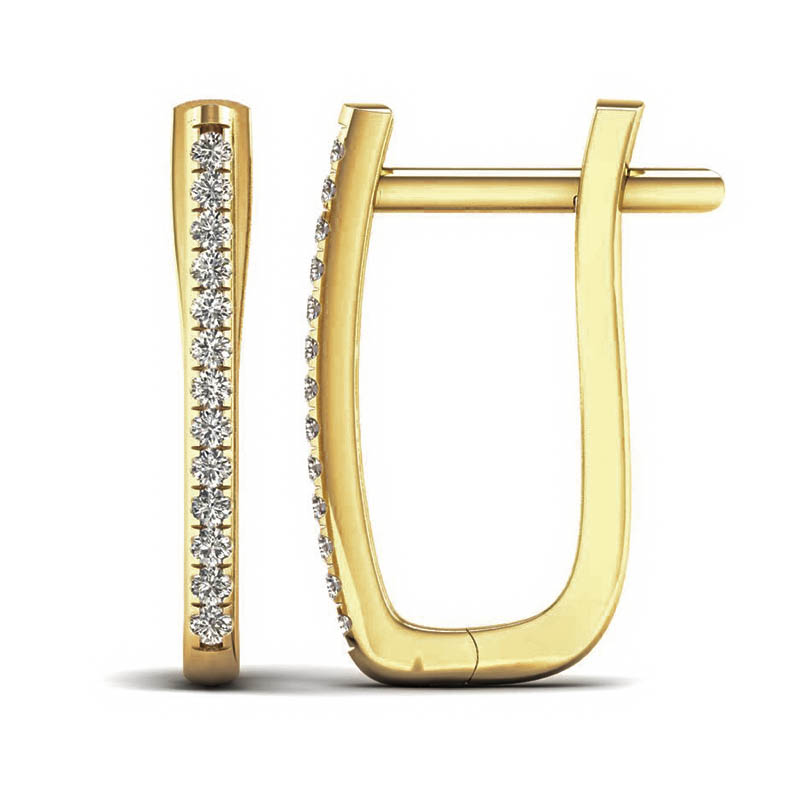 Lykka Elegance oval diamond huggies english lock yellow gold