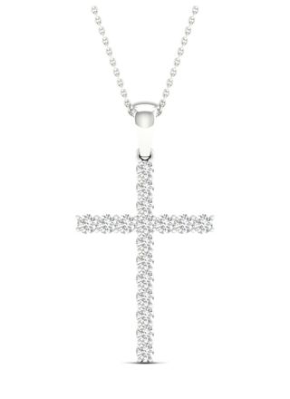 Lykka Elegance diamond cross pendant prong-set white gold 0,25 ct