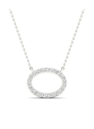 Lykka Elegance oval diamond necklace white gold 42 + 3 cm