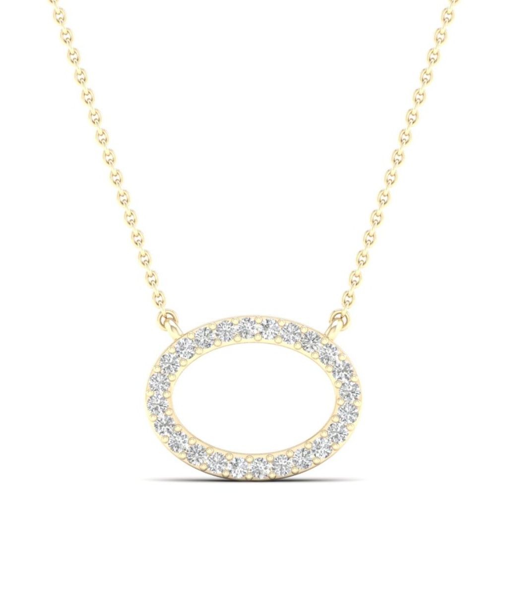 Lykka Elegance oval diamond necklace yellow gold 42 + 3 cm