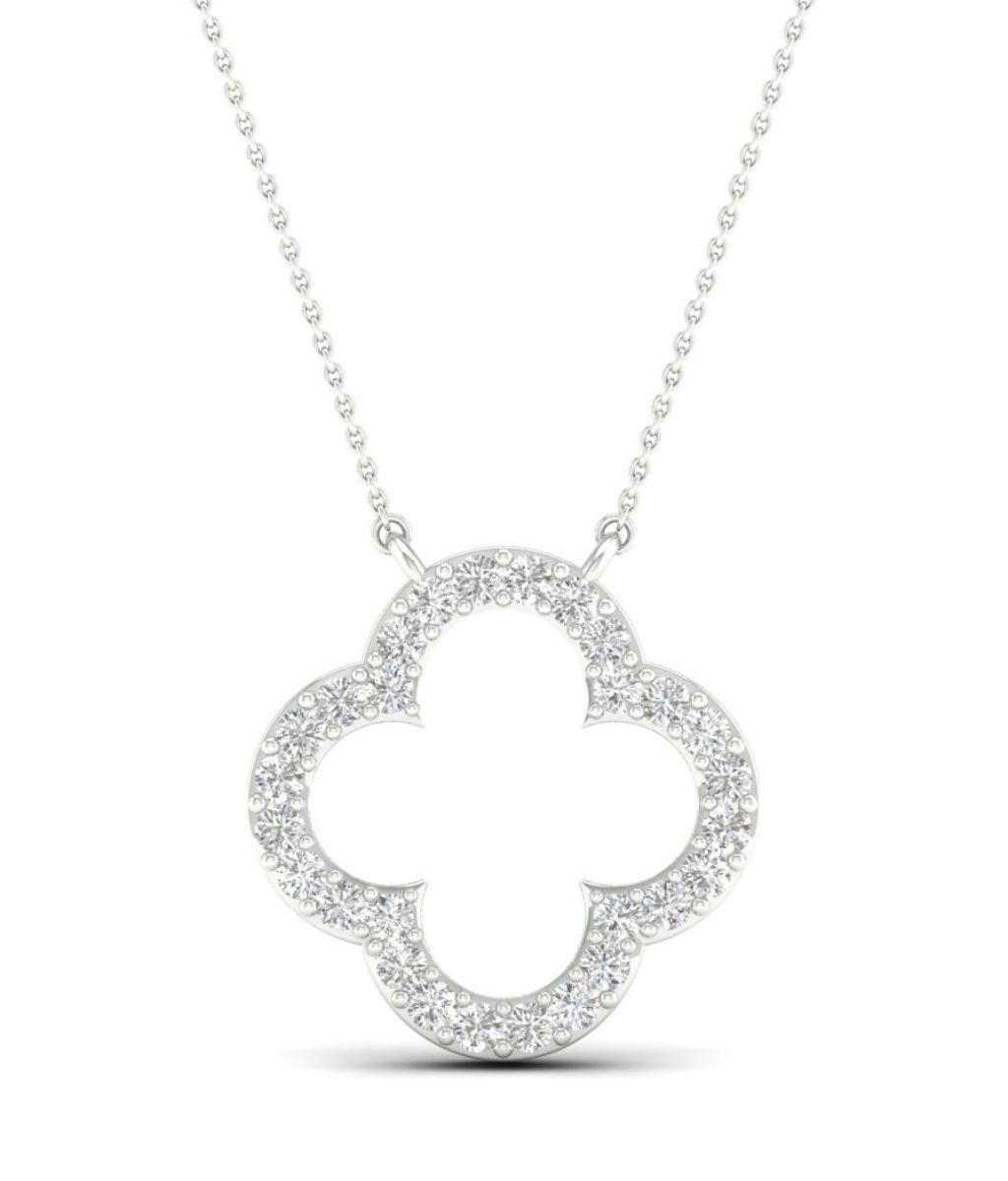 Lykka Elegance four-leaf clover diamond necklace white gold 42 + 3 cm