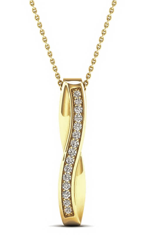 Lykka Elegance diamond crossover pendant in yellow gold