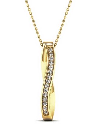 Lykka Elegance diamond crossover pendant in yellow gold