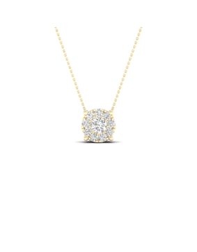 Lykken Elegance milgrain diamond halo pendant in yellow gold