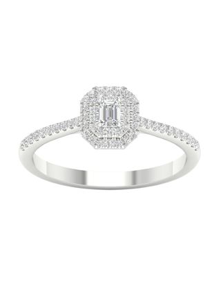 Lykka Elegance halo cathedral diamond ring 