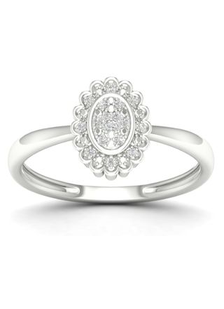 Lykka Elegance oval Flower halo diamond ring 