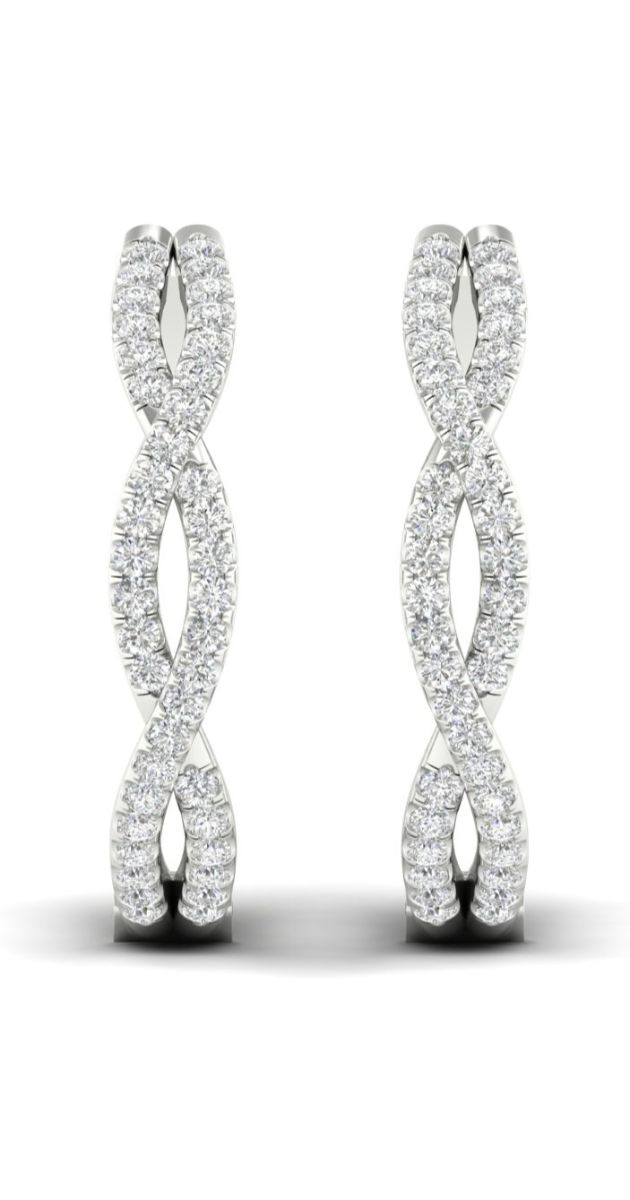 Lykka Elegance Wave diamond hoops white gold 