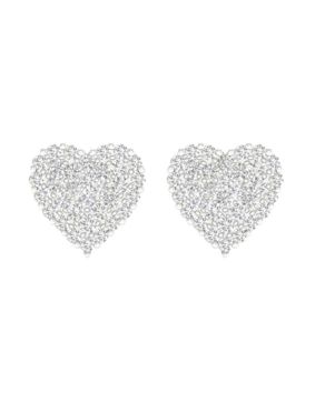 Lykken Elegance pave diamond heart earrings white gold