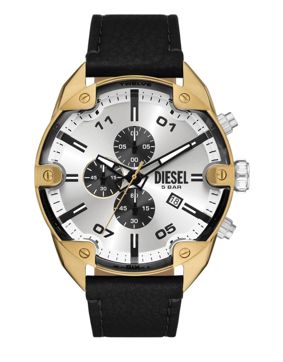 Diesel Spiked Chronograph Black leather strap DZ4671