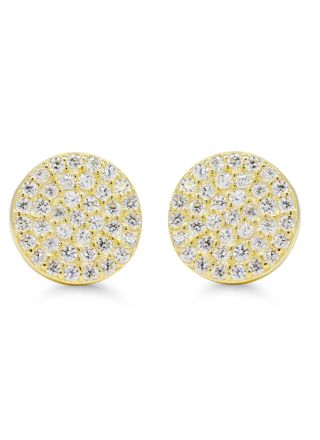 Silver earrings round plate clear zircon E-0100ZGP