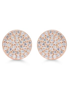 Silver earrings round plate clear zircon E-0100ZRG