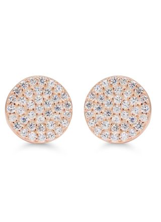 Silver earrings round plate clear zircon E-0100ZRG