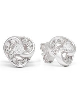 Silver zircon earrings knot E-0151Z