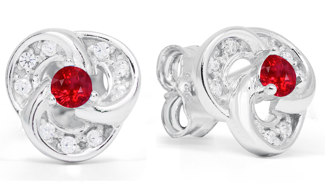 Silver zircon knot earrings red-clear E-0151Zpun