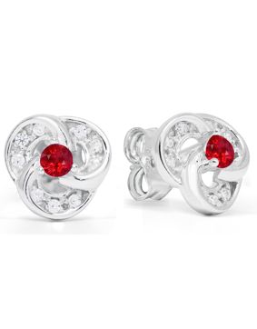 Silver zircon knot earrings red-clear E-0151Zpun