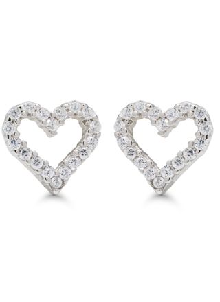 Silver earrings heart zircon E-0312Z