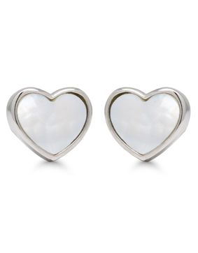 Silver earrings heart white mother-of-pearl E-0397helm