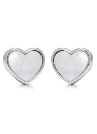 Silver earrings heart white mother-of-pearl E-0397helm