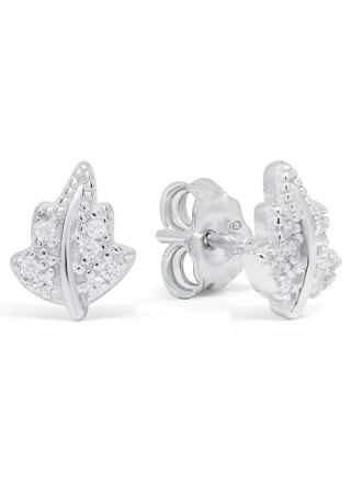Silver earrings leaf zircon E-0886Z