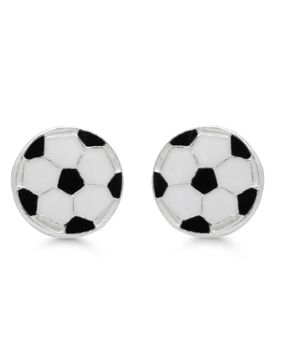 Silver earrings fotboll enamel E-11817