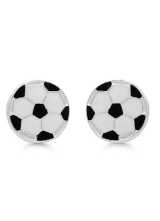 Silver earrings fotboll enamel E-11817