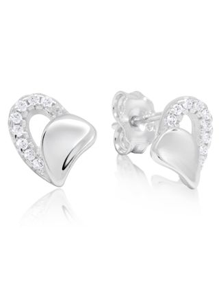 Silver earrings heart zircon E-1355Z