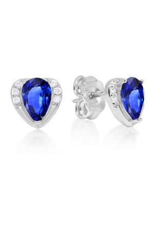 Silver zircon earrings heart blue E-1364Zsin