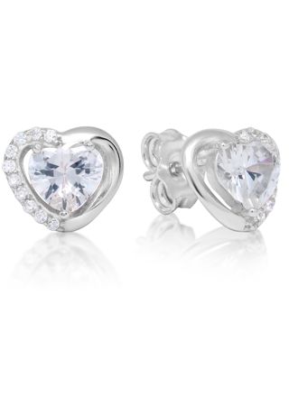 Silver earrings heart zircon E-1493Z