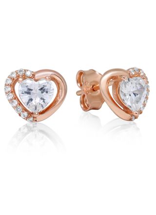 Rose gold Silver earrings heart zircon E-1493ZRG