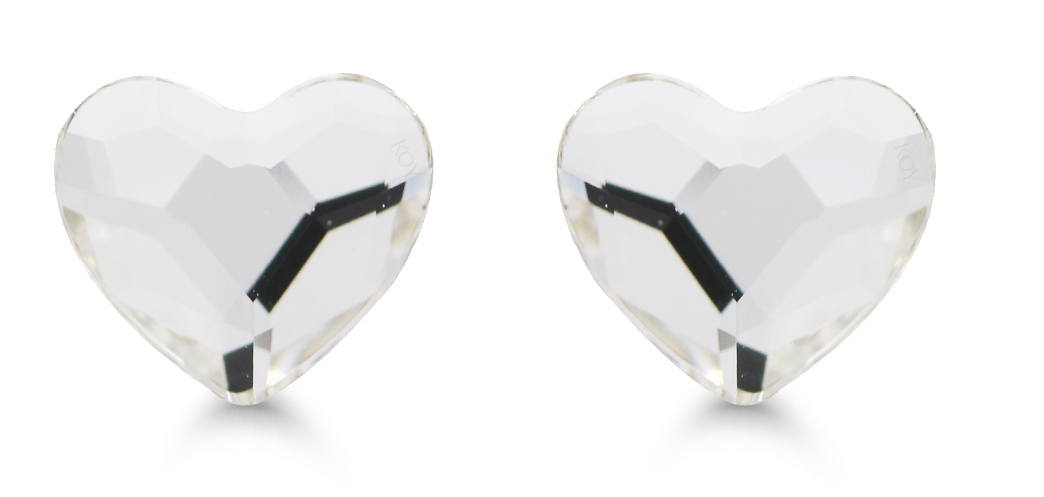 Silver earrings heart Swarovski chrystal clear E-15158clear