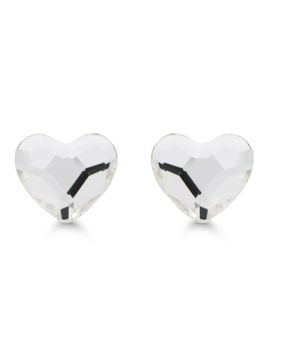 Silver earrings heart chrystal clear E-15158clear