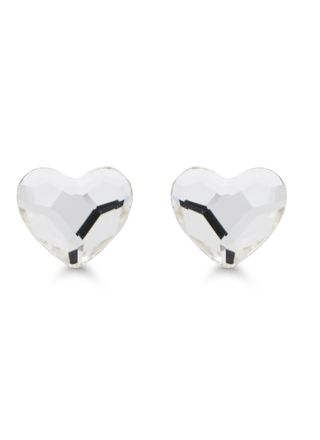 Silver earrings heart Swarovski chrystal clear E-15158clear