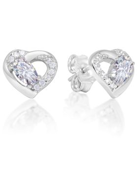 Silver earrings heart zircon E-1551Z
