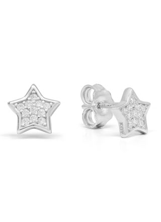 Silver earrings star zircon E-1586Z