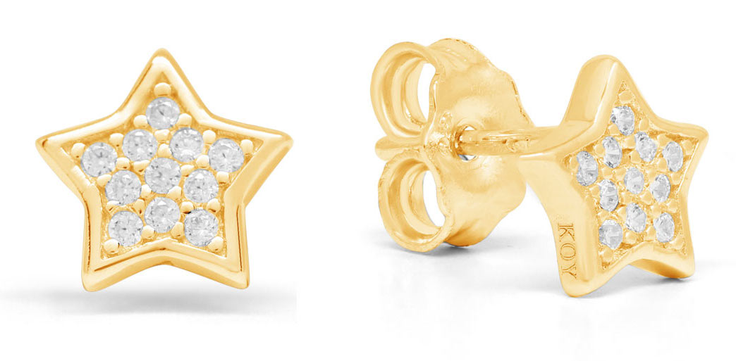 Silver earrings star zircon E-1586ZGP