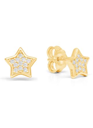 Silver earrings star zircon E-1586ZGP