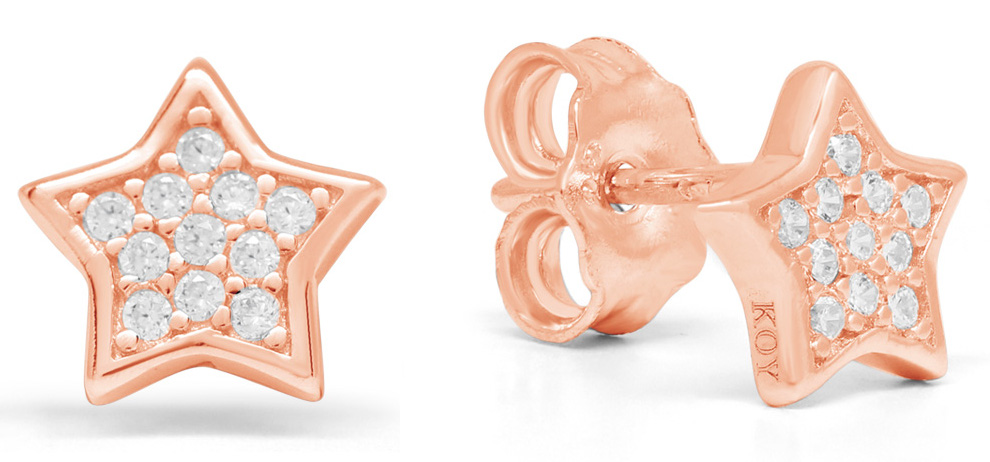 Silver earrings star zircon E-1586ZRG